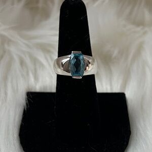 Blue Topaz and 925 Silver Ring - Size 7